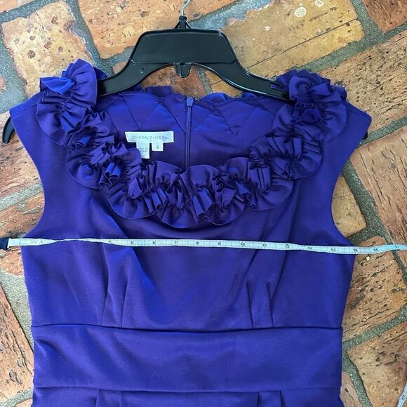 London Times Rose Neckline Purple Sheath Dress - Picture 6 of 8